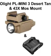 Olight PL-MINI 3 Desert Tan Valkyrie Rail Mounted Light w/43X Mos Mount, 600 Lum