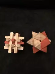 2 Pack Wooden Puzzle Games Brain Teasers Toy- 3D Puzzles for Teens and Adults -