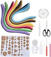 14PCS Paper Quilling Crafts Kits with 6 Colors Quilling Strips Crafts Tool for Quilled Creations