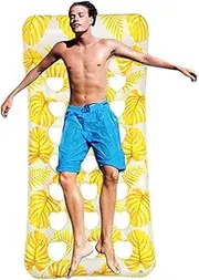 Pool Floats Adult | Foldable Inflatable Raft Water Lounger - Swimming Pool Raft Sun Tanning Bed for Men Women Beach Lake Water Party