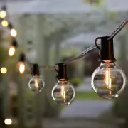 Outdoor LED String Light 25Ft G40 Globe Patio Light with 27 Edison Glass Bulbs (