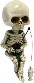 Generic Fishing Skull Ornament Aquarium Decorations, Mini Skull Skeletons Doll, Resin Landscape Scenery for Bonsai Decor, Fish Tank, Halloween Crafts
