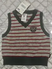 BNWT Pumpkin Patch Sz 0-3mth Grey /red Stripe Vest $27.99