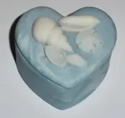 Blue Heart Shaped Incolay Stone Trinket Box w/Shell encrusted Top ByDesign Gifts