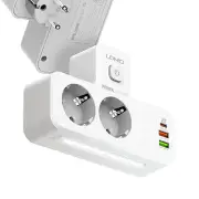 LDNIO SE2337 20W 5-Port USB PD Charger with 2 EU Outputs+2USB-A+USB-C PD QC3.0 Fast Charging Wall Charger Adapter EU Plu