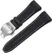 [EKSIL] For Franck Muller V45 Series 28mm Nylon Genuine Leather Silicone Watchband Black Blue Folding Buckle Watch Strap