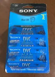 Sony Digital Video Cassette Premium Mini DV DVC 60 LP-90 DVM60PRL 3 Pack New