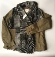 Anthropologie Hei Hei Sz M Fringed Fieldwork Army Green Anorak Jacket NWT