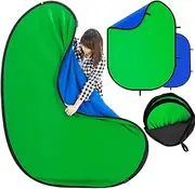 Blue Screen Green Screen Backdrop Double Sided Collapsible With Carrying Bag - Portable Pop Up Background for Streaming Webcam (Blue Green, 39.4 * 59.1")