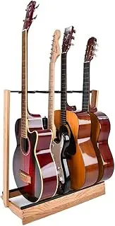 Saintfield Studios - Wood Guitar Rack Stand for Electric, Acoustic or Bass Guitars for Home or Studio - Solid Oak Multiple Guitar Storage Holder - Complete with String Cleaner