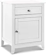 Artiss Bedside Table White Side Tables Storage Small Narrow Desk Chest of Drawers, with Drawer and Cabinet, Bedroom Living Room Home Furniture Tallboy Lamp Stand Nightstand in 53cm Height
