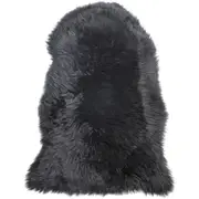 100% Genuine Sheepskin Rug Lambskin Rug Wool Black 90CM Fluffy