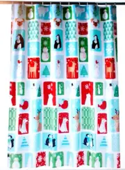 St Nicholas Square Holiday Cheer Cloth Shower Curtain - Snowman, Snowflakes