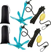 [Lounsweer] 2 Pack Marine Kayak Anchor Kit 3.3lb Folding Grapnel Anchor Kit Boat Anchor Kayak Fishing Accessories for Small Boats Kayaks Canoe Paddle Boards