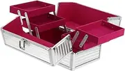 [TOVINANNA] 1pc Cosmetic Case Cosmetic Train Case Cosmetic Tool Carrying Container Cosmetics Storage Case Tattoo Tool Storage Case Cosmetic Handle Case Travel Makeup Bags Silver Aluminum Alloy