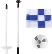 Golf Flag, Golf Flagstick, Practice Putting Green Flag for Yard, All 3 Feet, Numbered Golf Flags Golf Pin Flag Hole Cup Set, Portable 2 Section Design for Indoors Outdoor (Blue White Grid)