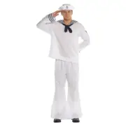 Adult Plus Size Sailor Man Costume #873 4 Pc Hat Tie Shirt Pants Halloween 48-52