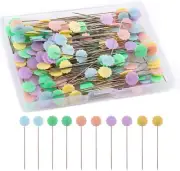 200Pcs Flat Flower Head Pins with a Storage Box Quilting Pins for Sewing Assorte