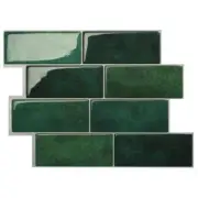 Peel and Stick Tile 11.56 in x 8.38 in 3D Vinyl Dark Green Durable (4-Pack)