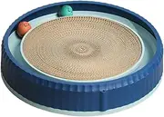 Cat Scratch Pad – Round Cardboard Scratcher with 2 Interactive Toy Balls, Non-Slip Base | Engaging Pet Supply for Kitten Training, Enrichment, Active Play, and Rest in Home Or Apartment Settings