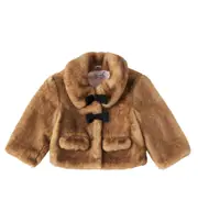 [Self-Portrait Kids] Self-Portrait Kids Bow-detail faux fur jacket Y 5/6 brown