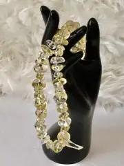 Vintage New W Tag Made In Hong Kong Lucite Yellow Clear Chip 23” Necklace