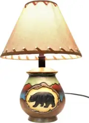 Rustic Bear Southwest Vase Console Table Lamp NightStand Light Cabin Lodge Decor