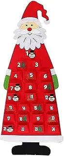 [Ｂｅｓｇａ] Christmas Hanging Calendar Advent Calendar 2023 Wall Door Hanging Decor for New Year Wall Decoration Supplies, Red
