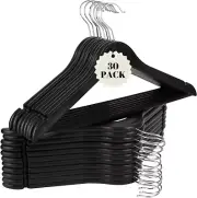 Coat Hangers Wooden-Look 30-Pack with Metal Hooks for Suit, Dress, Shirt, Tops,