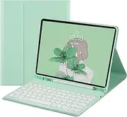 Color Keyboard for iPad Air 13 inch M2, iPad Pro 12.9 inch 6th 5th 4th 3rd Generation Keyboard Case Cute Round Key Wireless Detachable Magnetically Keyboard Cover (MintGreen)