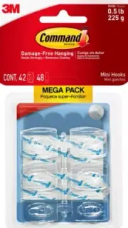 Command Clear Mini Hooks Mega Pack, 42 Hooks, 48 Strips