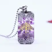 Natural Amethystine Necklace Orgonite Pendant Life of Tree Energy Necklace Yoga