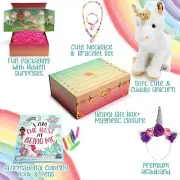 Surprise Box Of Unicorn Items Cuddly Plush, Book, Jewelry, Headband, NEW (485)