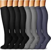 Aidexnba Graduated Copper Compression Socks for Men & Women Circulation 8 Pairs 15-20mmHg - Best for Running Athletic Cycling