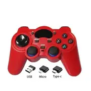 USB Wireless Gaming Controller for PC/Laptop Computer, Windows XP, 7, 8, 10, Android, PS3 and Steam Joystick Gamepad, Red