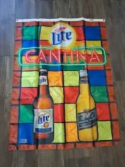 Vintage MGD And MILLER LITE NEW Flag and 5 Inflatable Pint Glass in Original Box