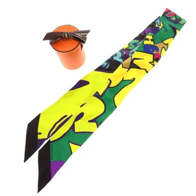Unused HERMES Twilly Graffiti Silk Yellow Green Scarf 1234 HERMES