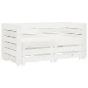 Garden 2-Seater Pallet Sofa Solid Pinewood White vidaXL