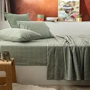 Park Avenue King Single Flannelette Fitted Sheet Set 175GSM EGY Cotton Gingham