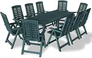 11 Piece Outdoor Dining Set Plastic Green Patio Bar Sets