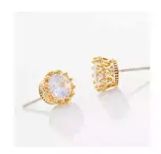 Gold Royal *Crown* Sterling Silver SP /2.0 Cts AAA Cubic Zirconia Earring Stud