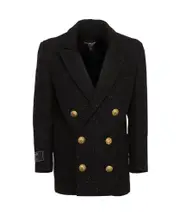 Balmain Kids Double-Breasted Tweed Jacket 8Y Black