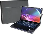 Jarttarn Cover Case Compatible with 14 inch HP Spectre x360 2-in-1 Laptop 14-EU 14t-EU, PU Leather Protective Sleeve with Foldable Cooling Bracket (Dark Gray)