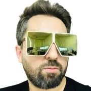 Square Oversized Sunglasses Polygon Flat dimensional Rhombic Loop Wire Frame New