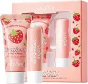 Strawberry Hand Cream and Lip Balm Set reduces the appearance of lines, moisturizes and brightens the skin, prevents moisture loss and moisturizes the skin for a long time