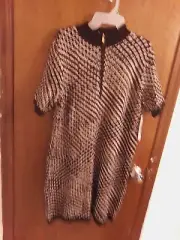 Calvin Klein XL Blk/Cream Short Sleeve Sweater Dress MSRP $134.00