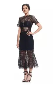 Self Portrait Arabesque Black Lace MIDI. Uk Size 4 Bnwt RRP $650