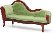 Odoria Dollhouse Chaise Lounge Miniature: 1/12 Scale Settee Chair for Victorian Vintage Living Room - Mini Recliner Seat Luxury - Tiny Loveseat Wood Furniture Antique Green