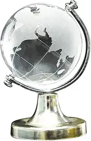 Crystal Glass Frosted World Globe Stand Paperweight Home Desk Wedding Decorate