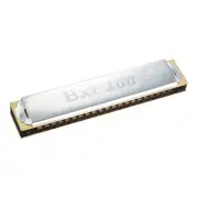Tombo 1821C Baritone Tremolo Harmonica 21 Holes Key C Silver Maple Wood